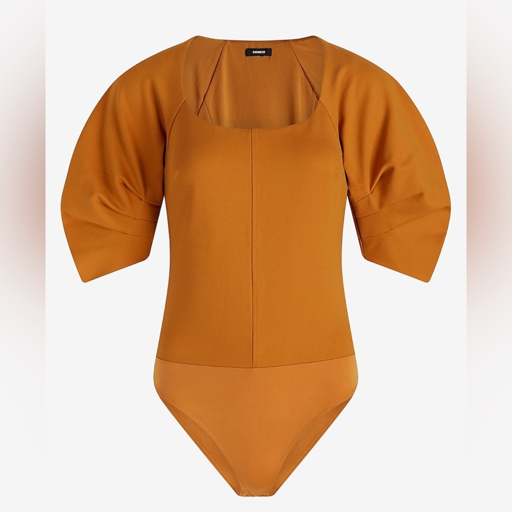 Express Fitted Ponte Square Neck Puff Sleeve Bodysuit in Size Small - Picture 9 of 12